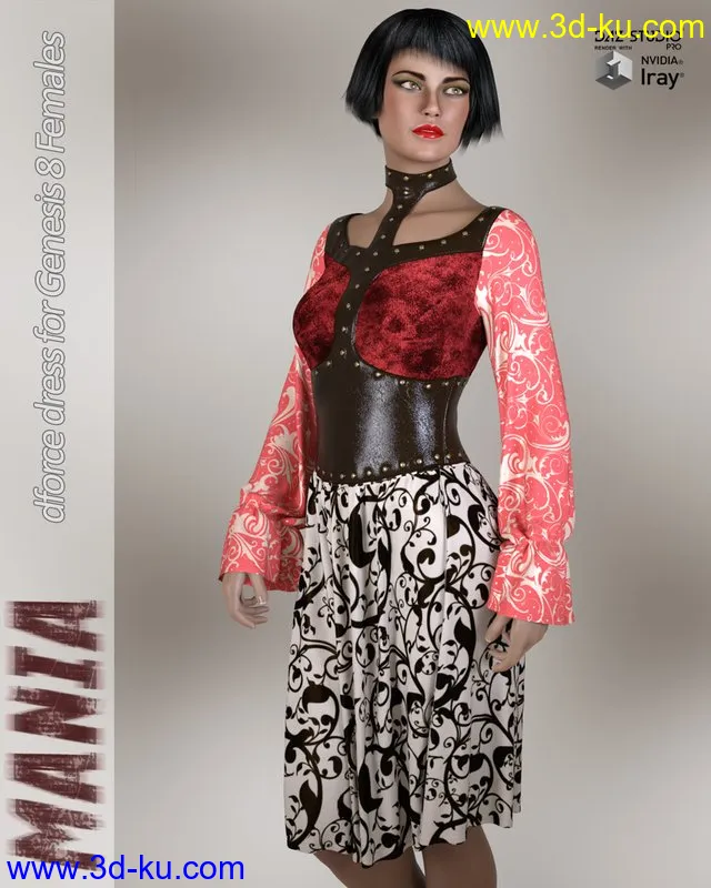 Mania dForce dress for Genesis 8 Females模型的图片1