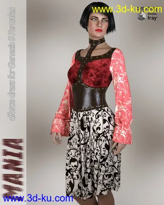 3D打印模型Mania dForce dress for Genesis 8 Females的图片