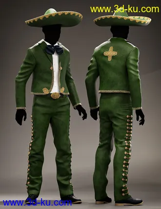 3D打印模型Mariachi Male Outfit Textures的图片