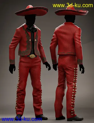 3D打印模型Mariachi Male Outfit Textures的图片