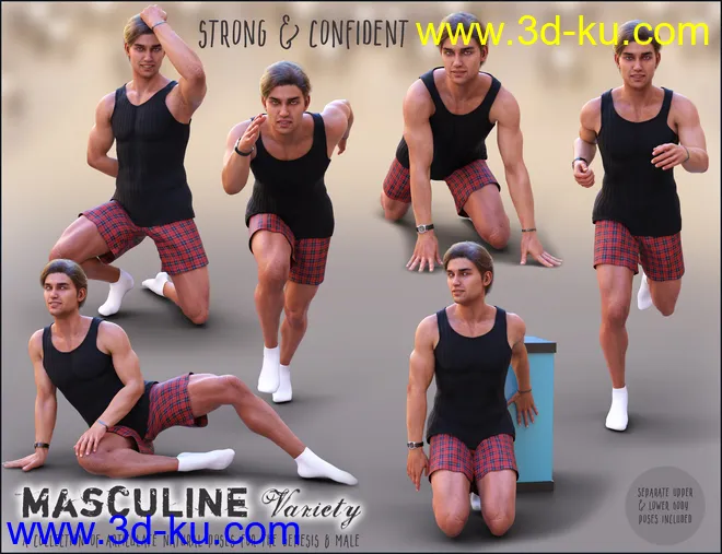 Masculine Variety Pose Collection for Genesis 8 Male模型的图片4