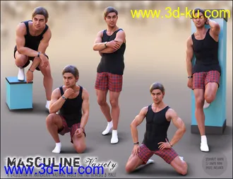 3D打印模型Masculine Variety Pose Collection for Genesis 8 Male的图片