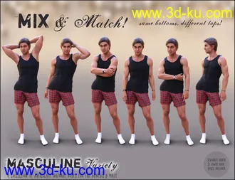 3D打印模型Masculine Variety Pose Collection for Genesis 8 Male的图片
