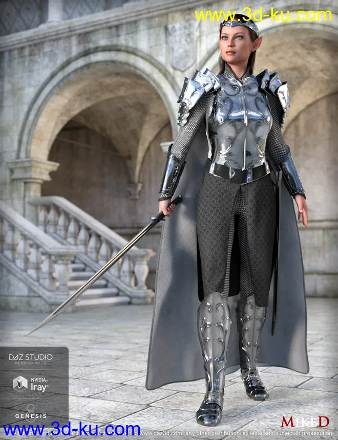 MD dForce HD Elven Royal Armor for Genesis 8 Female(s)模型的图片1