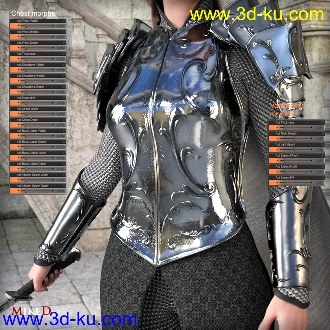 MD dForce HD Elven Royal Armor for Genesis 8 Female(s)模型的图片3