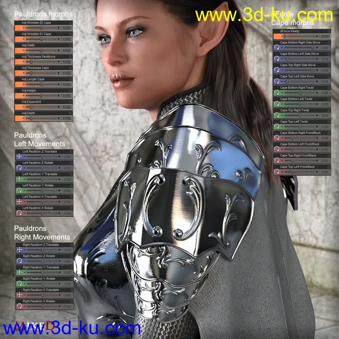 MD dForce HD Elven Royal Armor for Genesis 8 Female(s)模型的图片5