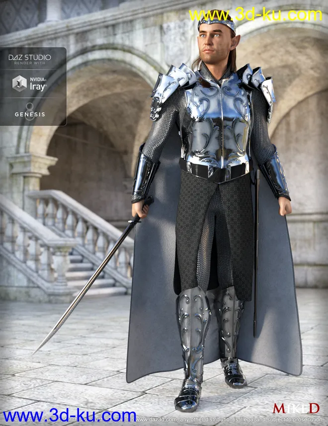 MD dForce HD Elven Royal Armor for Genesis 8 Male(s)模型的图片1