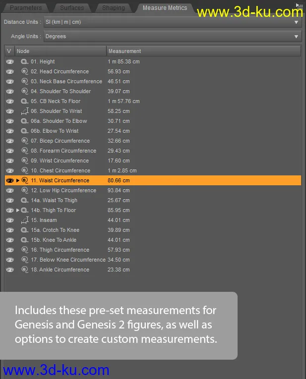 Measure Metrics for DAZ Studio 4.16模型的图片5