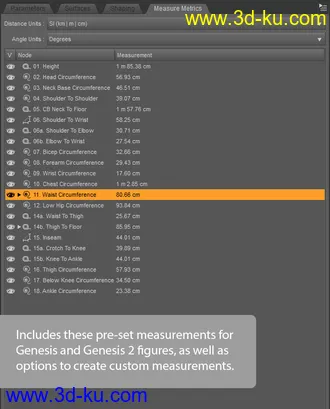 3D打印模型Measure Metrics for DAZ Studio 4.16的图片
