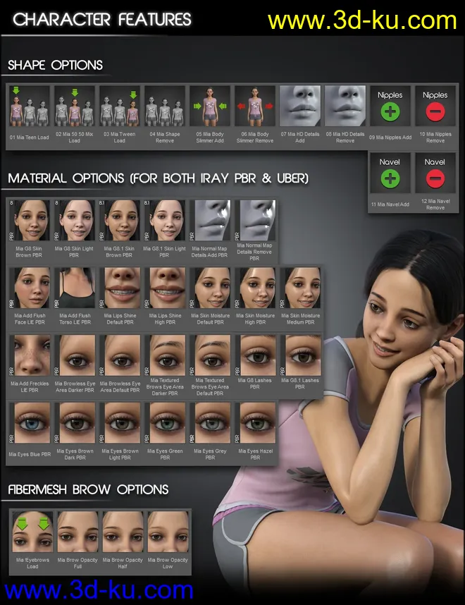 Mia HD for Genesis 8 and 8.1 Female模型的图片2