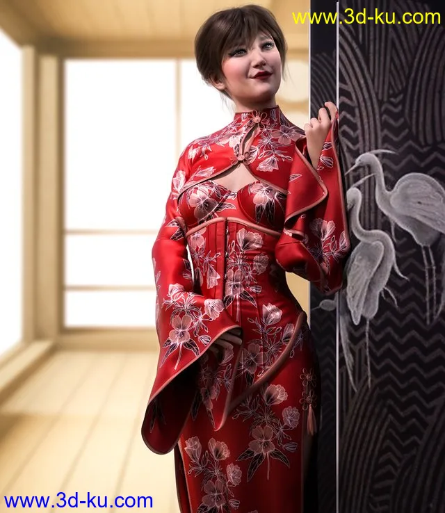 Midnight Kimono dforce outfit for Genesis 8 & 8.1 Female(s)模型的图片1