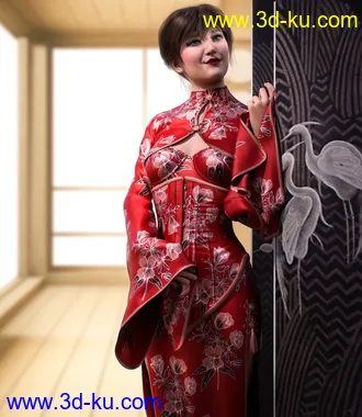 3D打印模型Midnight Kimono dforce outfit for Genesis 8 & 8.1 Female(s)的图片