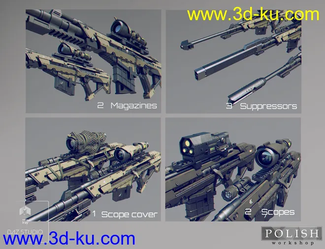 MKS Tactical Sniper Rifle and Poses模型的图片13