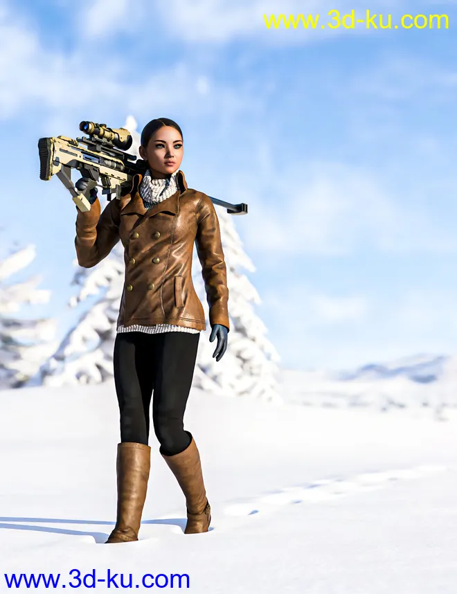 MKS Tactical Sniper Rifle Poses for Genesis 8 and 8.1模型的图片1