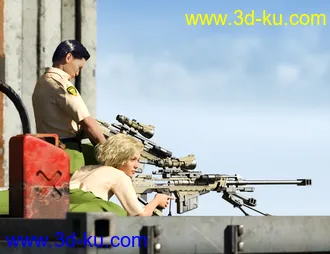 3D打印模型MKS Tactical Sniper Rifle Poses for Genesis 8 and 8.1的图片