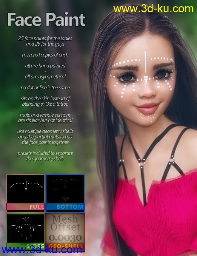 MMX Face Paint for Genesis 3, 8 and 8.1模型的图片3