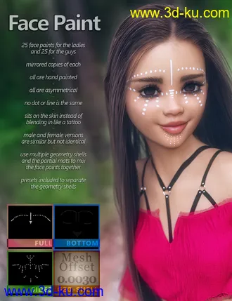3D打印模型MMX Face Paint for Genesis 3, 8 and 8.1的图片