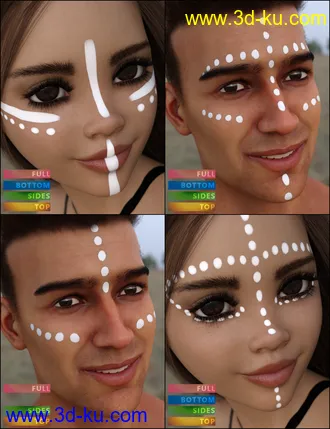 3D打印模型MMX Face Paint for Genesis 3, 8 and 8.1的图片