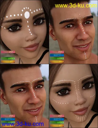 3D打印模型MMX Face Paint for Genesis 3, 8 and 8.1的图片