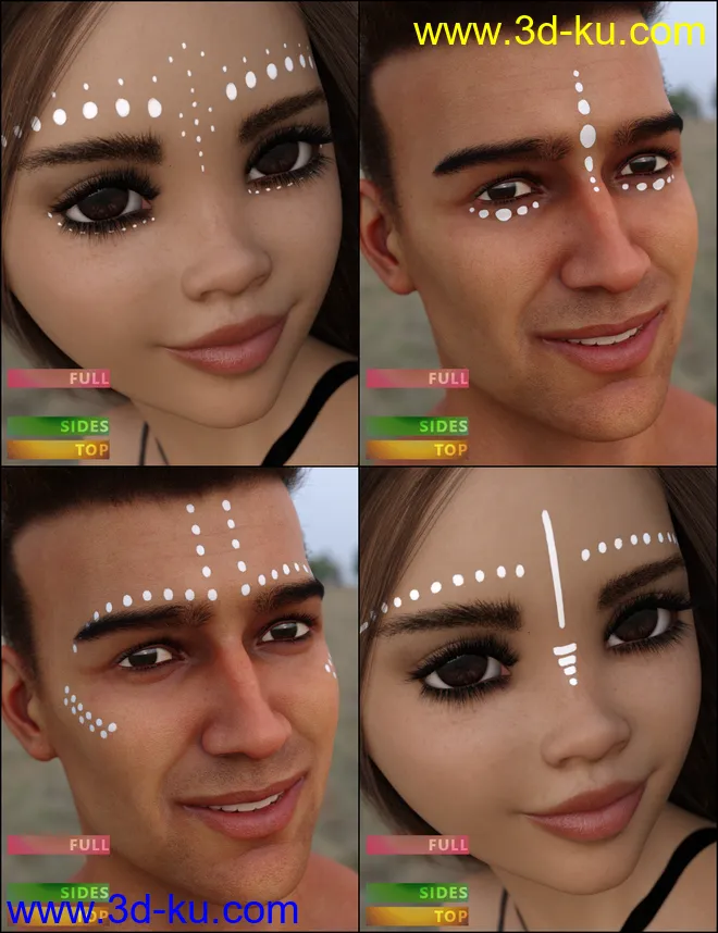 MMX Face Paint for Genesis 3, 8 and 8.1模型的图片8