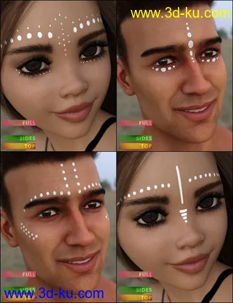 3D打印模型MMX Face Paint for Genesis 3, 8 and 8.1的图片