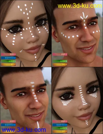 3D打印模型MMX Face Paint for Genesis 3, 8 and 8.1的图片