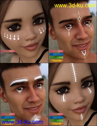 3D打印模型MMX Face Paint for Genesis 3, 8 and 8.1的图片
