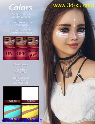 3D打印模型MMX Face Paint for Genesis 3, 8 and 8.1的图片