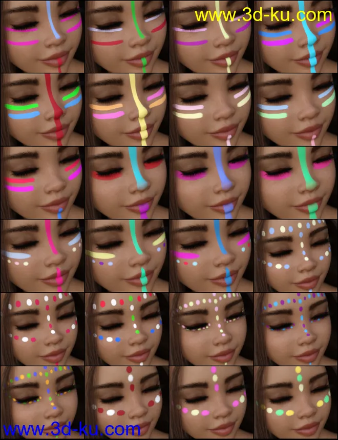 MMX Face Paint for Genesis 3, 8 and 8.1模型的图片12