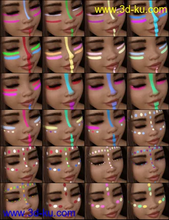 3D打印模型MMX Face Paint for Genesis 3, 8 and 8.1的图片