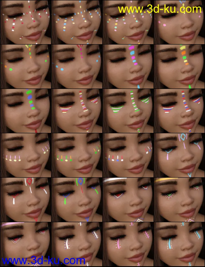 MMX Face Paint for Genesis 3, 8 and 8.1模型的图片14