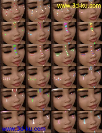 3D打印模型MMX Face Paint for Genesis 3, 8 and 8.1的图片