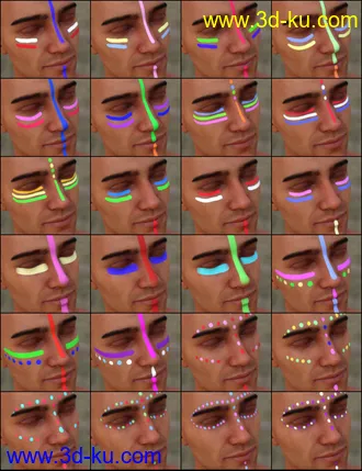 3D打印模型MMX Face Paint for Genesis 3, 8 and 8.1的图片