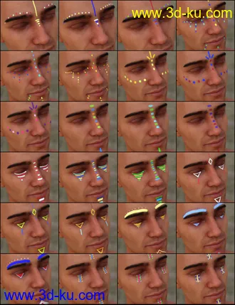 3D打印模型MMX Face Paint for Genesis 3, 8 and 8.1的图片