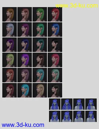 3D打印模型Mnn Hairs for Genesis 8 and 8.1 Females的图片