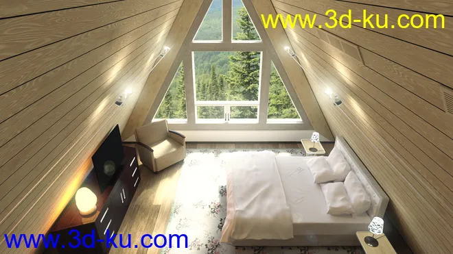 Modern Attic Bedroom模型的图片4