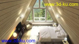 3D打印模型Modern Attic Bedroom的图片