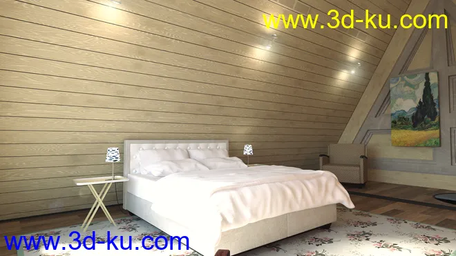 Modern Attic Bedroom模型的图片5