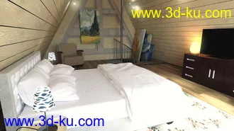 3D打印模型Modern Attic Bedroom的图片