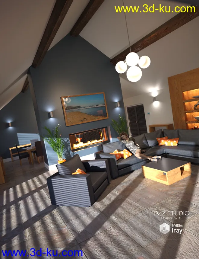 Modern Barn Conversion Interior模型的图片1