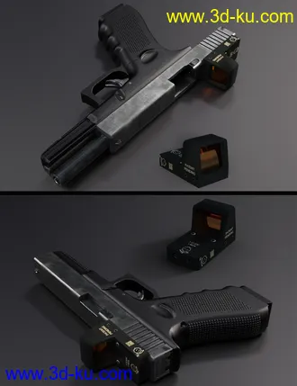 3D打印模型Modern Handguns Poses for Genesis 3 and 8的图片