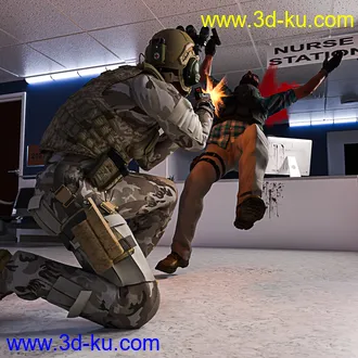 3D打印模型Modern Handguns Poses for Genesis 3 and 8的图片
