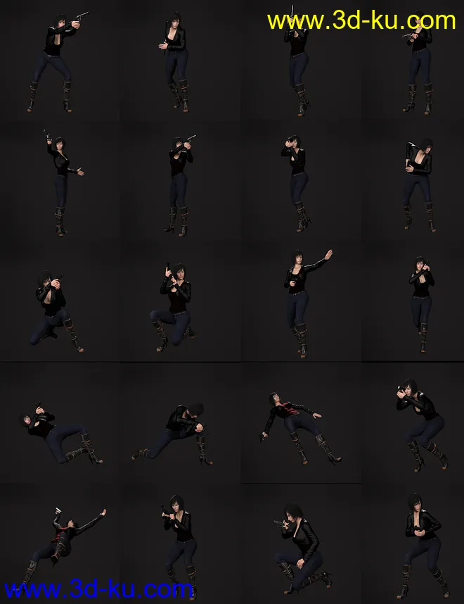 Modern Handguns Poses for Genesis 3 and 8模型的图片9