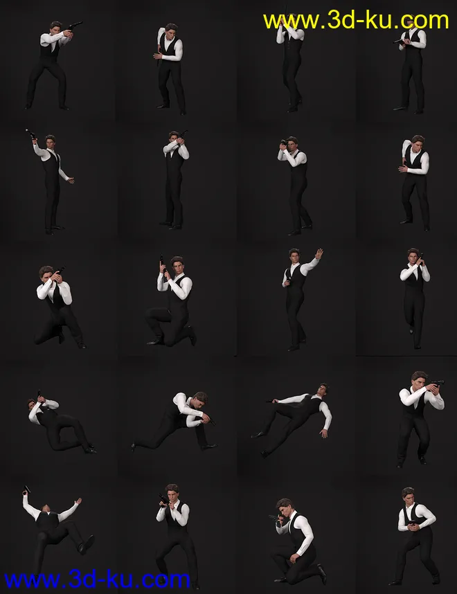 Modern Handguns Poses for Genesis 3 and 8模型的图片10