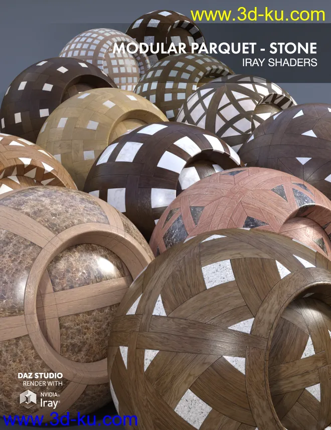 Modular Parquet Stone - Iray Shaders模型的图片1