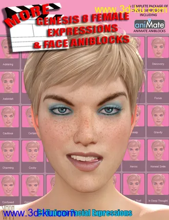 3D打印模型More Genesis 8 Female(s) Expressions & Face aniBlocks的图片