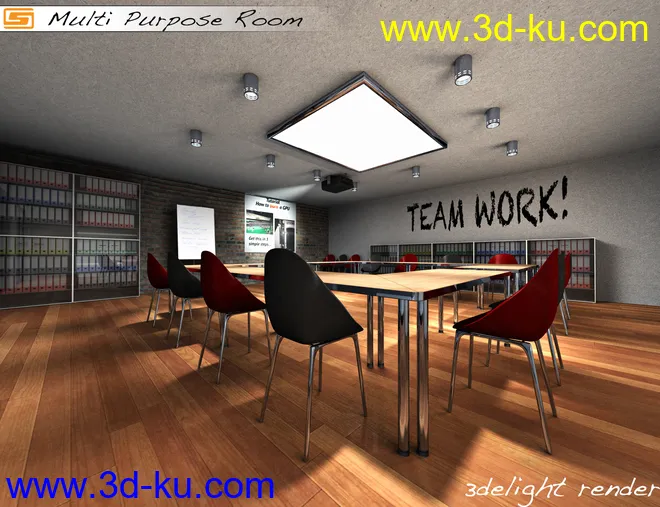 Multi Purpose Room (Meeting Briefing Class Office Room)模型的图片3