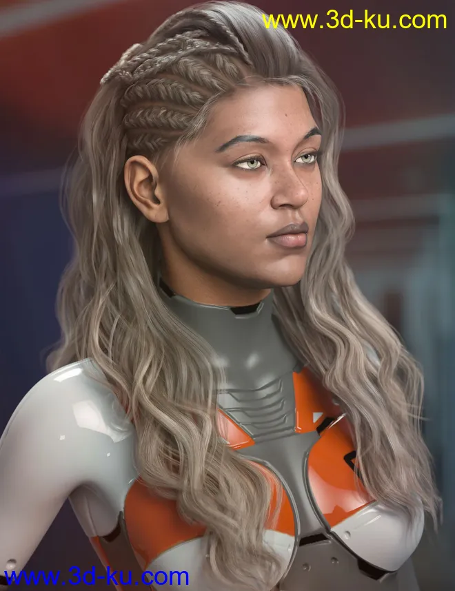 Neona Hair for Genesis 3, 8, and 8.1 Females模型的图片1