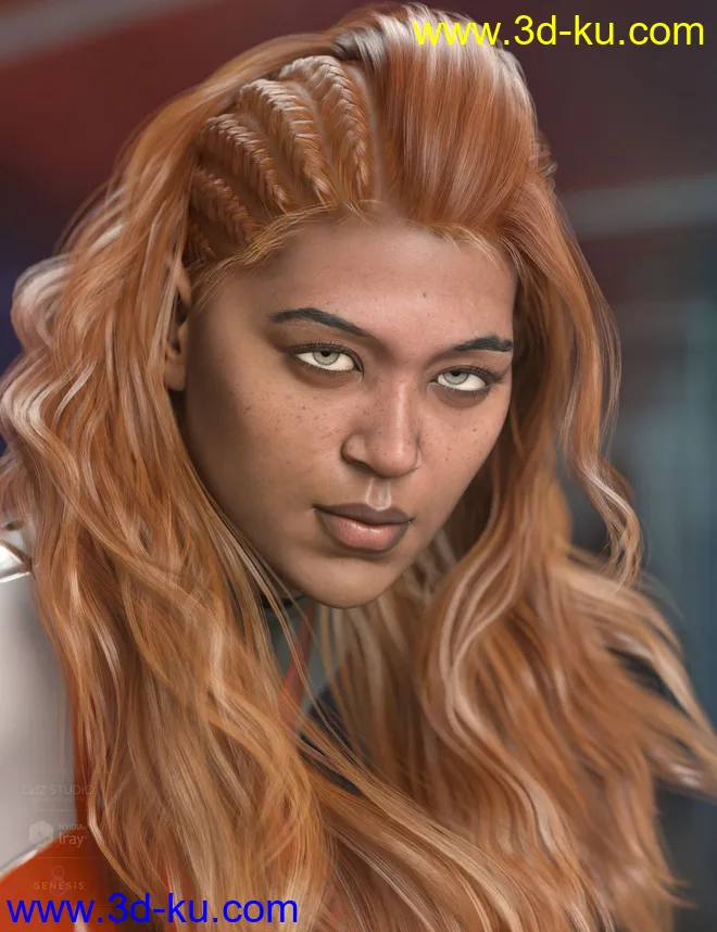 Neona Hair for Genesis 3, 8, and 8.1 Females模型的图片2