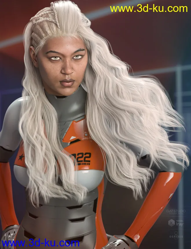 Neona Hair for Genesis 3, 8, and 8.1 Females模型的图片3